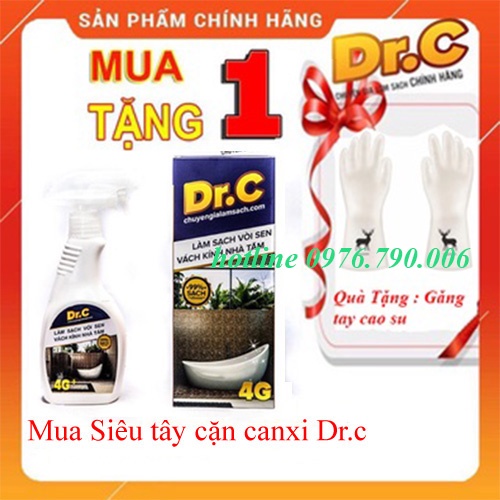 (Tặng quà 25k) Tẩy cặn Canxi Tẩy cặn vôi trên sen vòi, vách tắm kính Dr.C -loại 300ml  hiệu quả -Hàng chính hãng Drc