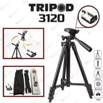 Chân quay điện thoại tripod 3120 A,Giá đỡ điện thoại khung đen chắc chắn tặng kẹp điện thoại