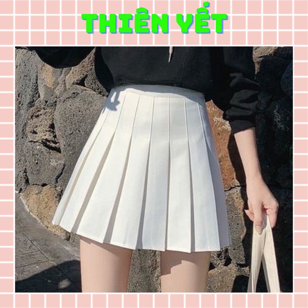 Chân Váy Tennis Trắng Trơn Có Quần Trong