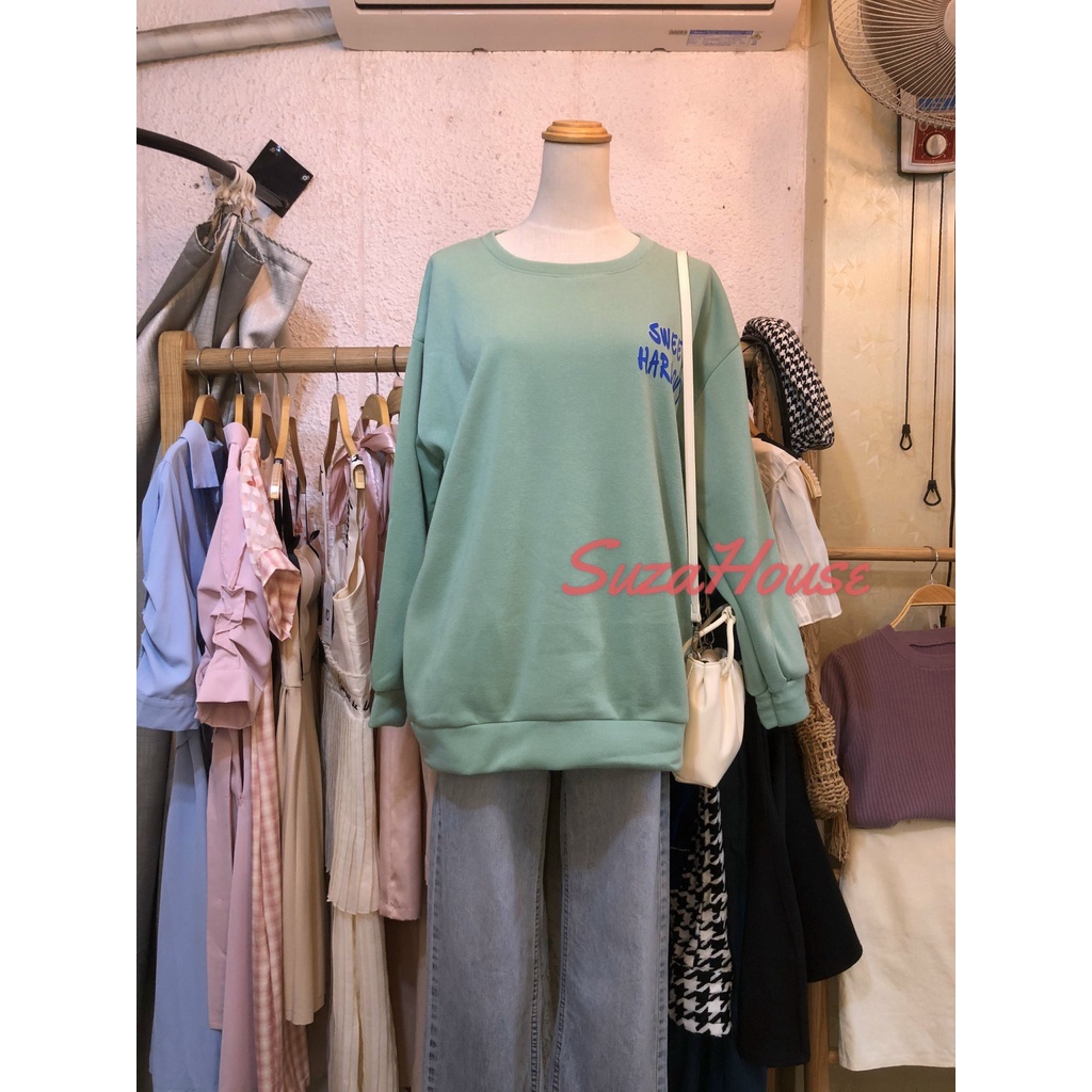 (Ảnh Thật+ Clip)Áo Sweater Nữ Tay Dài Dáng Rộng Nhiều Màu Ép Nhiệt Phong Cách Hàn Quốc Cá Tính Với 4 Màu Lựa Chọn | BigBuy360 - bigbuy360.vn