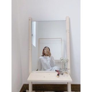 Gương dựa tường lắp ráp tiện lợi Kính soi Mini gỗ thông 100x50x5 (cm) Dùng làm bàn trang điểm - 225Decor
