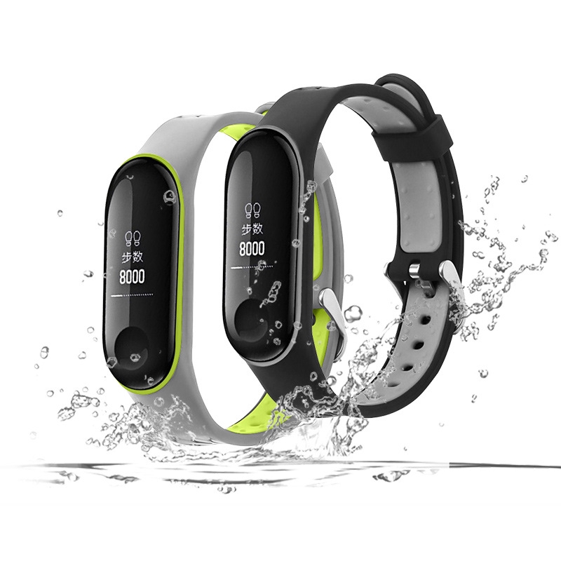 Duo Teng Dây Đeo Thay Thế Chất Liệu Silicon Thiết Kế Sọc Gân Nổi Cho Xiaomi Mi Band 3 4 strap