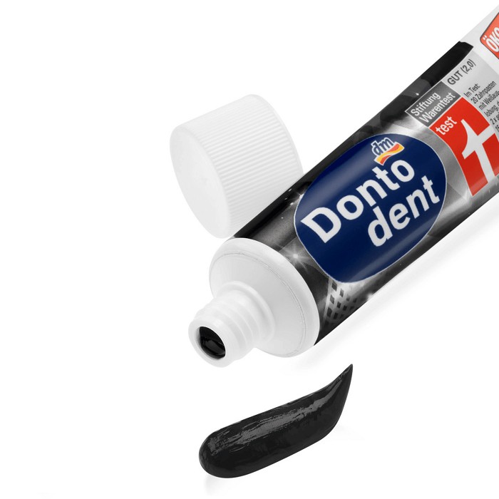 Bộ 2 Tuýp kem đánh răng than hoạt tính Dontodent Black Shine 75ml - đức