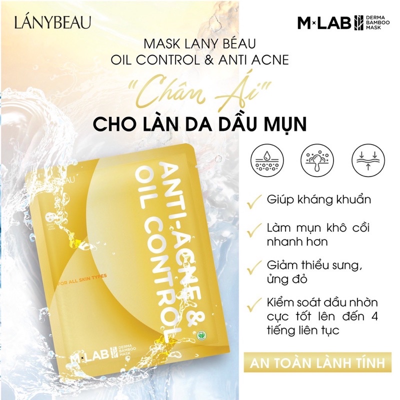 Bộ Đôi Mặt nạ dưỡng da ngừa mụn, kiểm soát dầu LÁNYBEAU MLAB Derma Bamboo Anti Acne & Oil Control 2 hộp 14 miếng (28g/m) | BigBuy360 - bigbuy360.vn