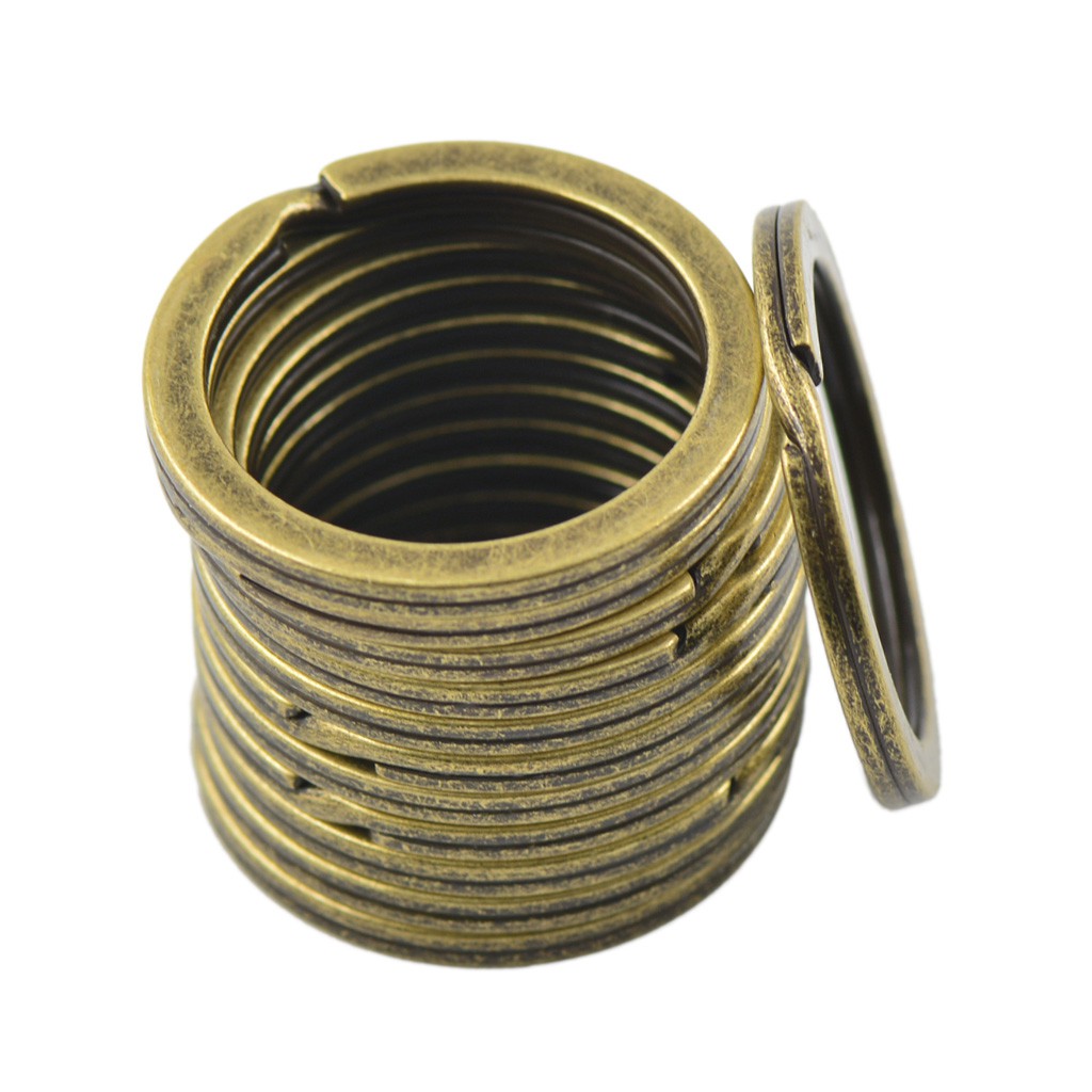 Bộ 2 Móc Khóa Tròn Bằng Đồng Cổ Điển 28mm DIY