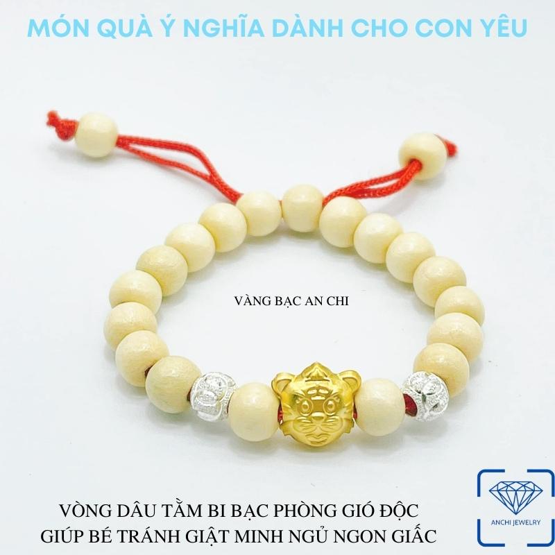 Vòng dâu tằm cho bé mix con giáp bạc ta mạ vàng, giúp bé ngủ tránh giật mình - Anchi jewelry