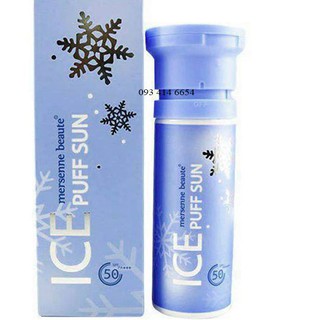 Kem chống nắng ice sun xanh - Kem chống nắng Ice Puff Sun Mersenne Beaute pha lê tuyết Hàn Quốc