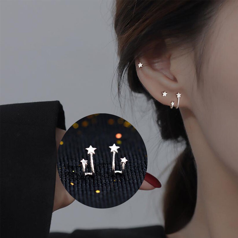Đôi Bông Tai Mạ Bạc 925 Hình Ngôi Sao Thời Trang Dành Cho Nữ
