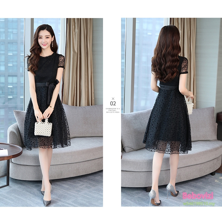 Đầm Chiffon Phối Ren Thanh Lịch Thời Trang Hàn Quốc