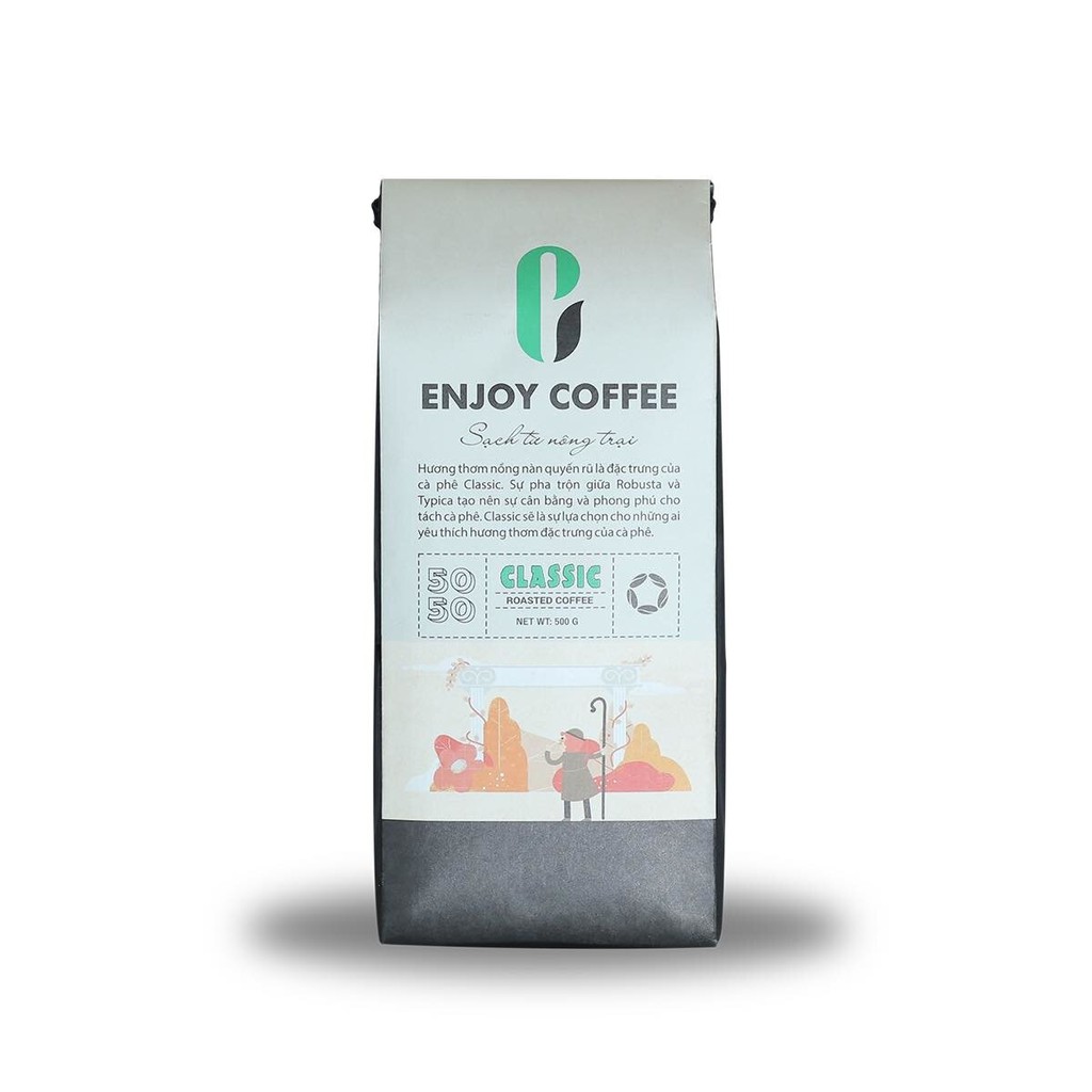 Cà phê Classic Roasted (500g) - ENJOY COFFEE (50 Robusta - 50 Typica) - ĐIỂM BÁN XANH