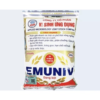 Chế phẩm vi sinh EM Men vi sinh EMUNIV dạng bột gói 200gr ủ phân/rác thải hữu cơ, xử lý rác thải tại nhà