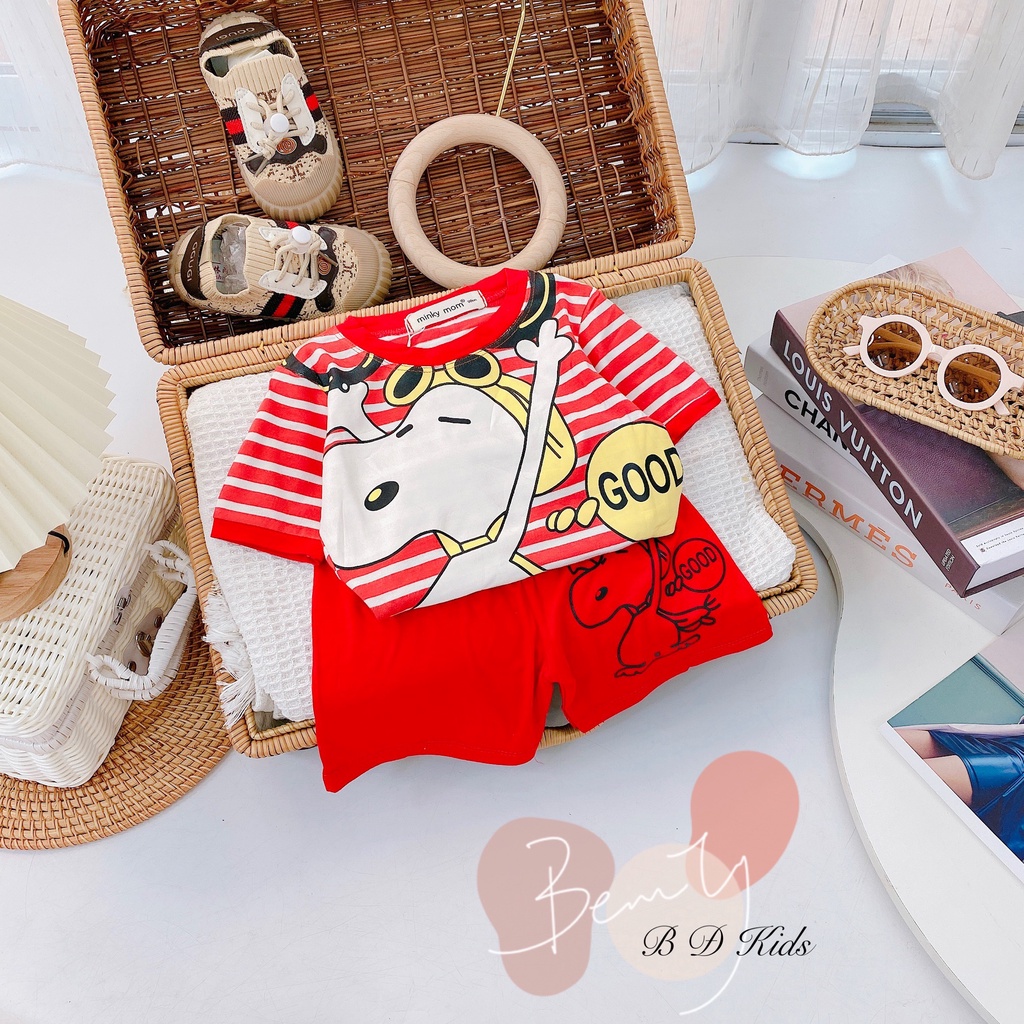 Đồ Bộ Cộc Tay Bé Trai, Bé Gái Minky Mom Chất Thun Lạnh In Hình Micky, Siêu Nhân - AN.KID