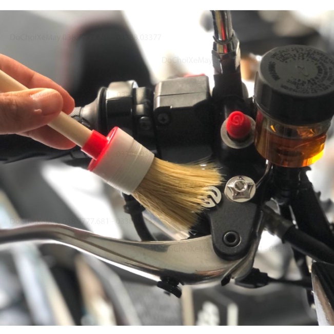 Bộ 5 cây cọ LÔNG HEO cán gỗ vệ sinh chi tiết dành cho oto xe máy rửa xe chi tiết detailing . DoChoiXeMay