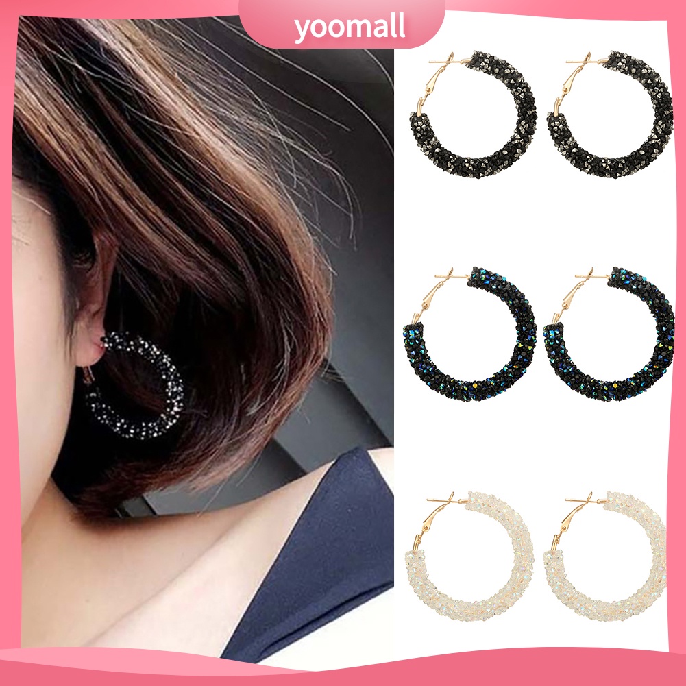 Khuyên Tai Tròn Đính Đá Sang Trọng Cho Nữ