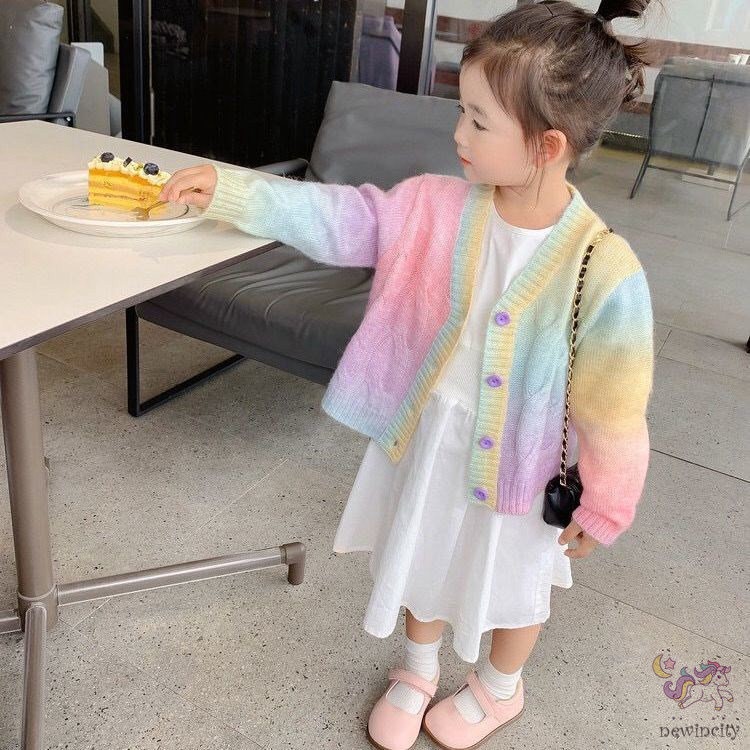 Áo Khoác Cardigan Dệt Kim Tay Dài Cho Bé Gái