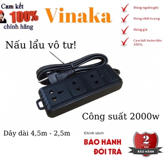 Ổ cắm điện 3 chấu 3 chân có dây cao cấp chịu tải 2000W, ổ điện 3 lỗ VINAKA chống vỡ chống va đập chịu nhiệt tốt MB3D