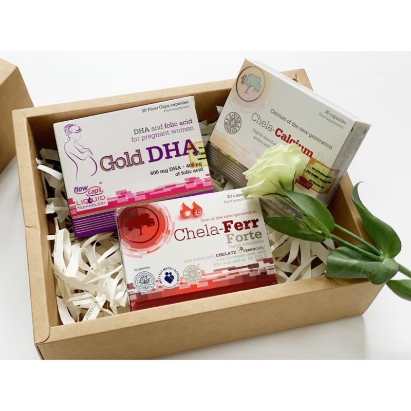 Combo bộ 3 sản phẩm cho bà bầu và sau sinh sắt+ canxi + dha chela ferr
