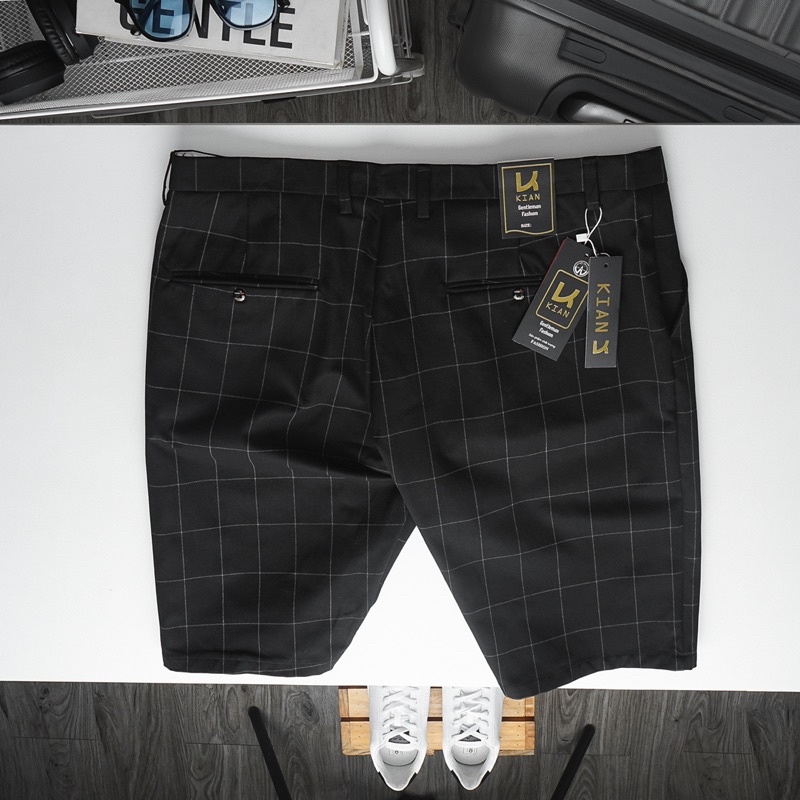 Quần short tây âu nam hoạ tiết caro co giãn Bigsize < 120kg