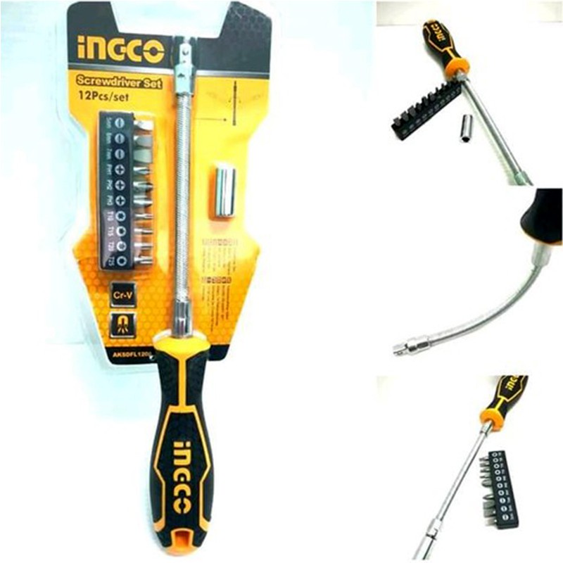 Real | ING | Tua Vít Dẻo Bộ 12 Chi Tiết Ingco AKSDFL1208