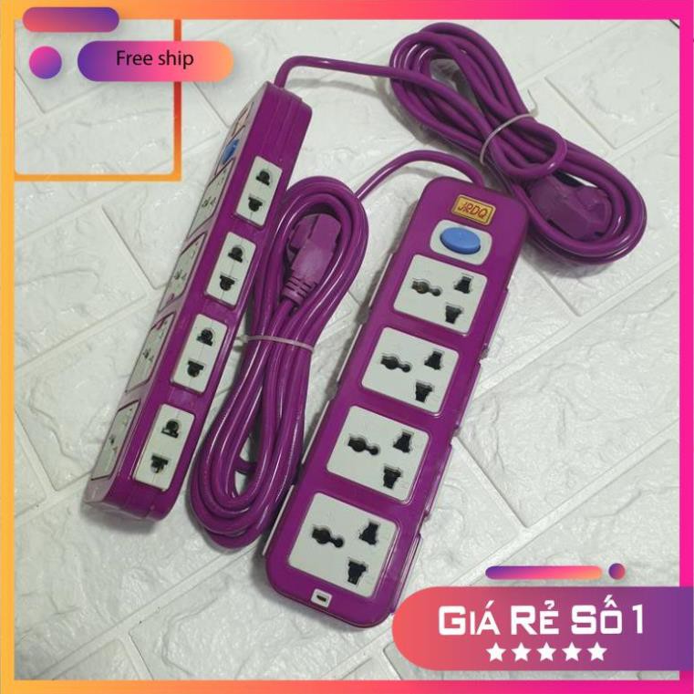Ổ điện chống giật thông minh dây dài 4m màu tím - Ổ cắm điện 12 phích