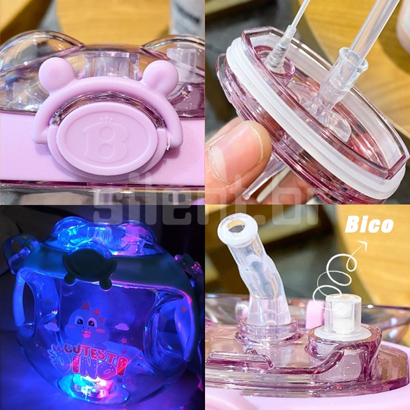 Bình Nước Trong Suốt Hình Bánh Donut Sáng Tạo Kèm Ống Hút Và Dây Đeo Cho Trẻ Em