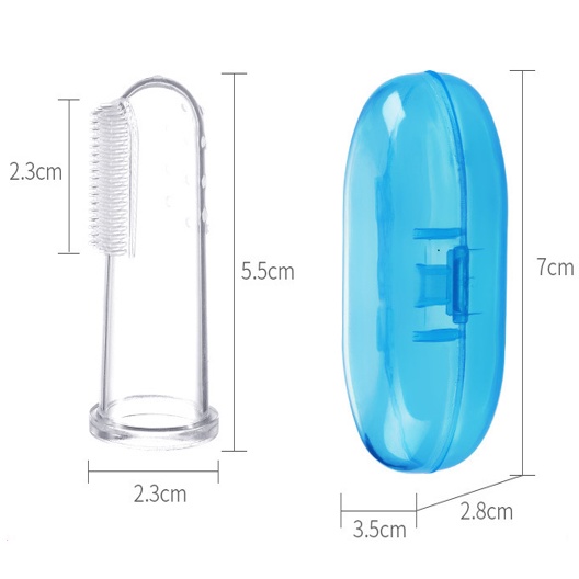 Rơ lưỡi silicon cho bé - Bàn chải đánh răng silicon xỏ ngón - Có hộp đựng giữ vệ sinh an toàn cho bé