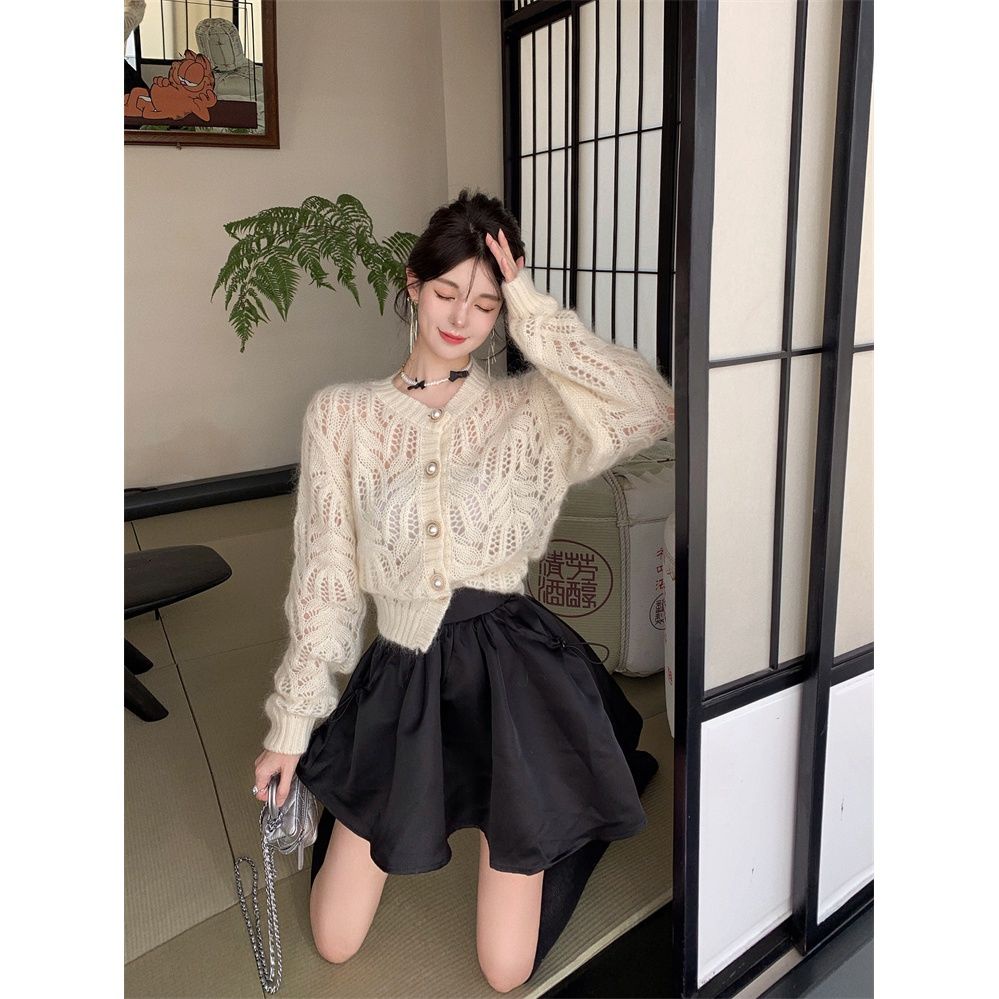 Áo Sweater Dệt Kim Tay Dài Cổ Tròn Mềm Mại Đính Nút Ngọc Trai Phong Cách Nhật Bản Thời Trang Mùa Thu Cho  tao bao
