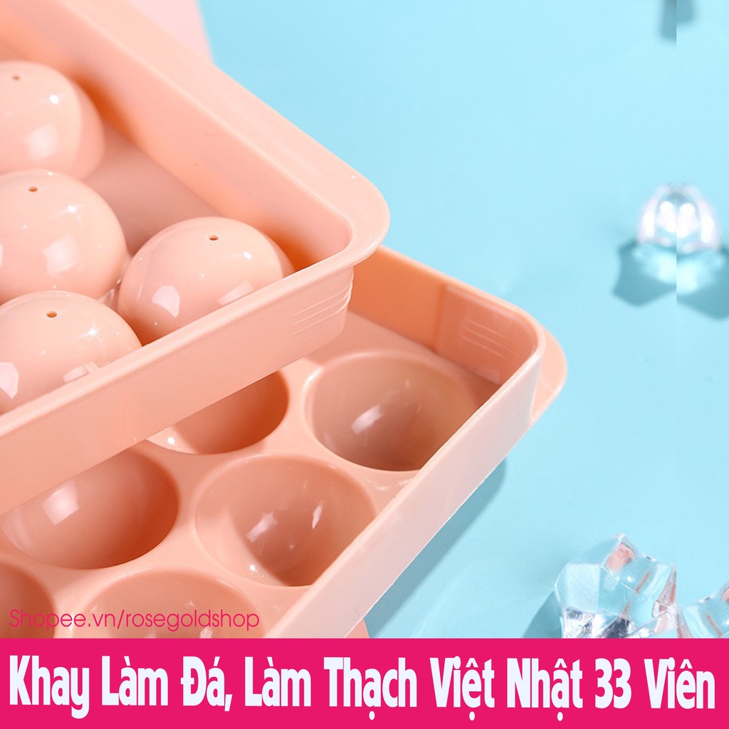 Khay Đá Viên, Thạch Bi Tròn Làm Hoa Quả Trái Cây, Khuôn Rau Câu, Khay 33 Viên Việt Nhật