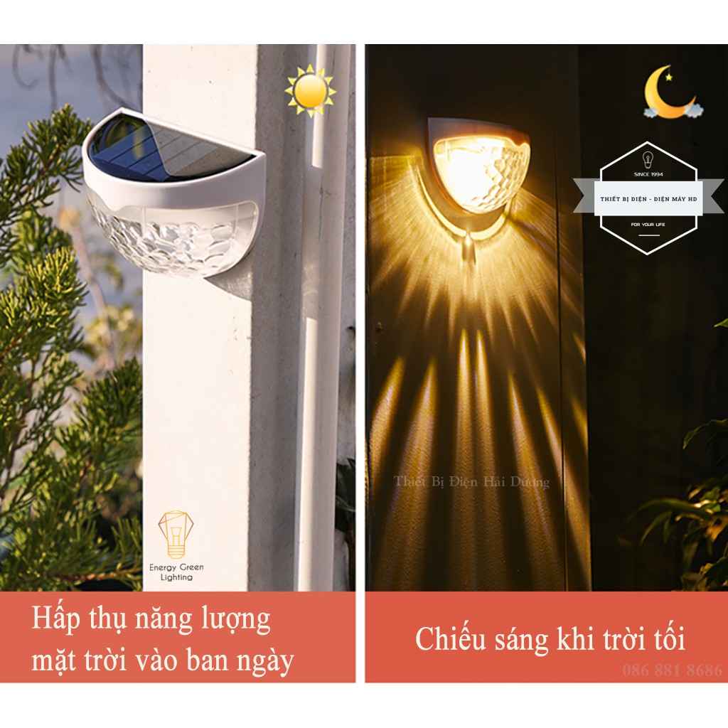 Đèn Led Gắn Tường - Sử Dụng Năng Lượng Mặt Trời MT-107 - Chống Nước IP65 - Ánh Sáng Trắng , Vàng - Energy Green Lighting
