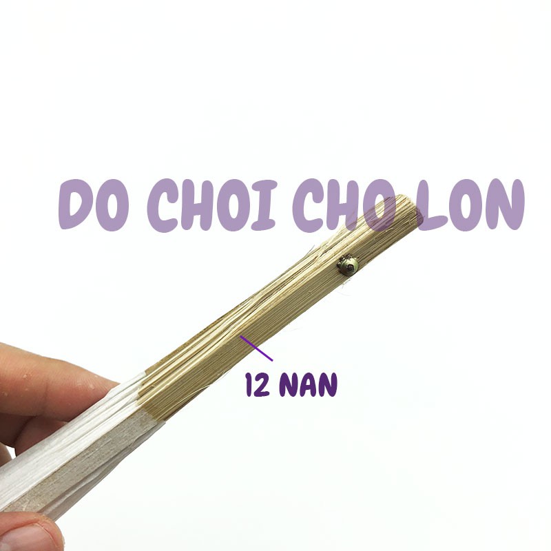 Cây quạt GIẤY cầm tay bằng giấy TRẮNG nan tre 26 cm - Quạt Tre