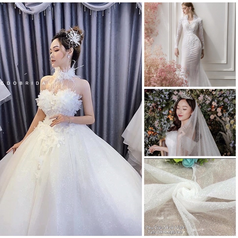 Vải xốp kim tuyến hạt kim tuyến lấp lánh tạo hiệu ứng đẹp cho váy xinh