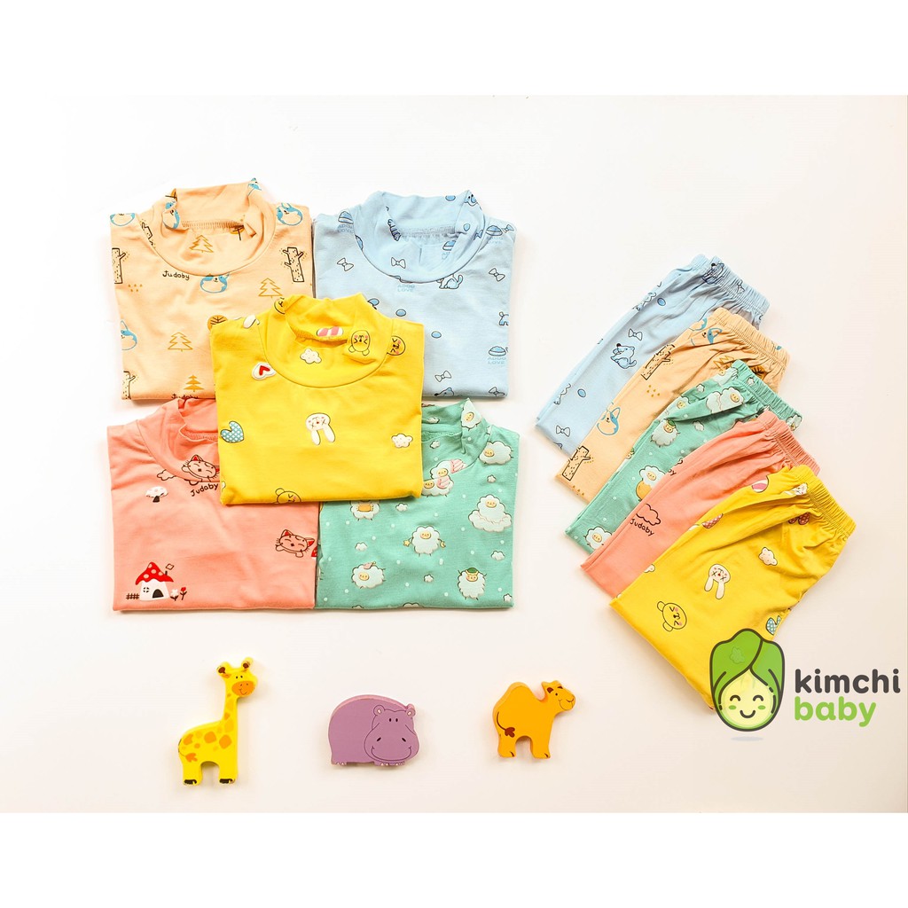 Bộ Dài Tay Cao Cổ 3p Minky Mom Chất Thun Lạnh Cho Bé Họa Tiết Dễ Thương MKM15