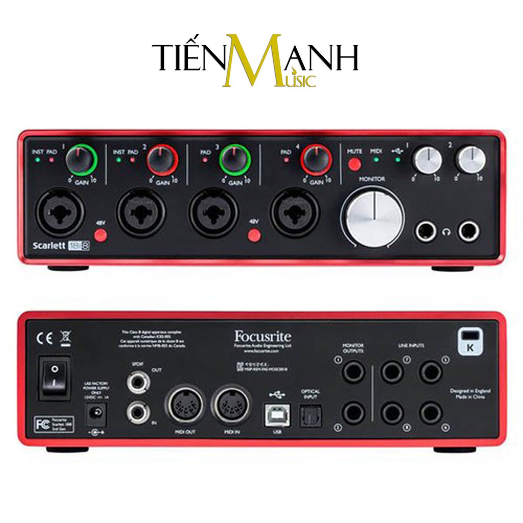 [Tặng Cable 3m] Focusrite Scarlett 18i8 Gen 3 Sound Card Âm Thanh - Focus USB Audio Interface SoundCard (3rd Gen3)