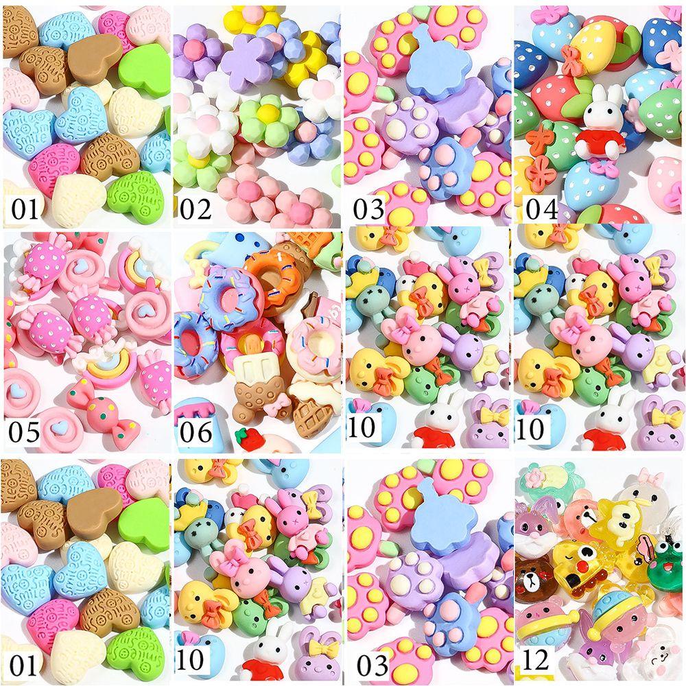 OKDEALS 20pcs/bag Accessories 3D Resin Bear POP Girls Nail Decorations Love Heart Friut Nail Ornaments Kawaii Cartoon