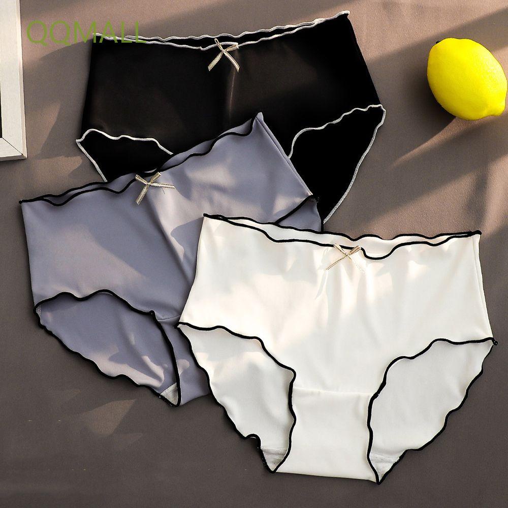 Quần lót lụa lạnh cotton giấu đường may phối màu đơn giản quyến rũ cho nữ