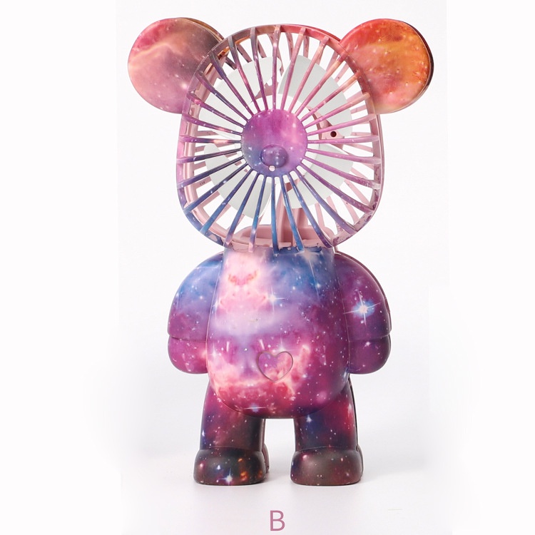 Quạt Mini Hình Gấu Bearbrick FreeShip Tích Điện Dài Lâu Kèm Dây Sạc USB