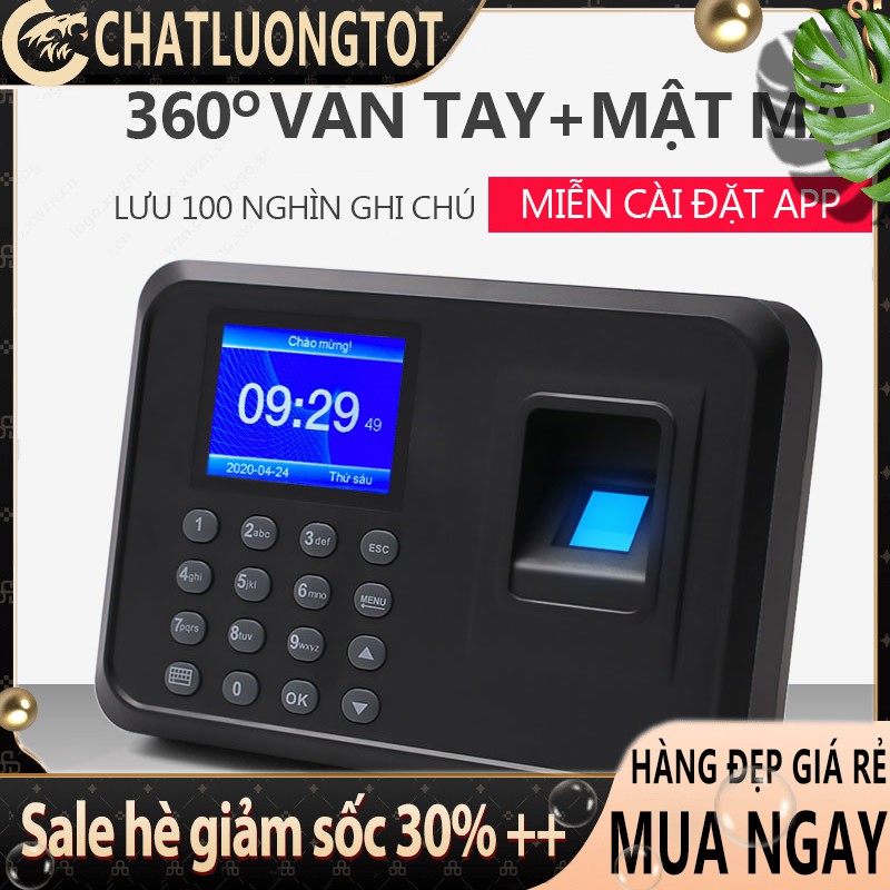 Máy chấm công vân tay + mật mã thông minh (Tặng USB), không cần tải APP, dung lượng lớn lưu 1000 mẫu vân tay YA13*