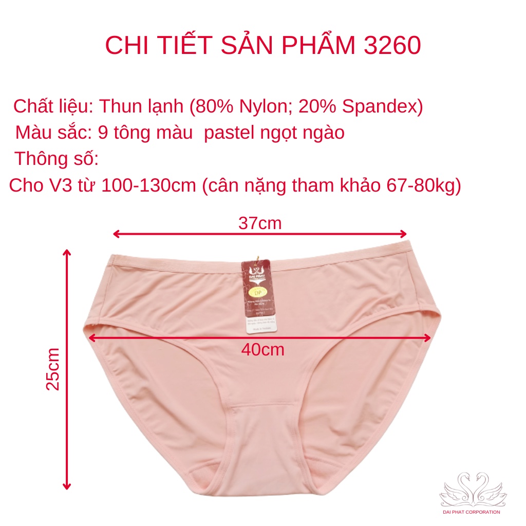 Quần lót bigsize, quần lót nữ thun lạnh trơn cao cấp cạp cao phối lưng chữ Đại Phát 67-80kg