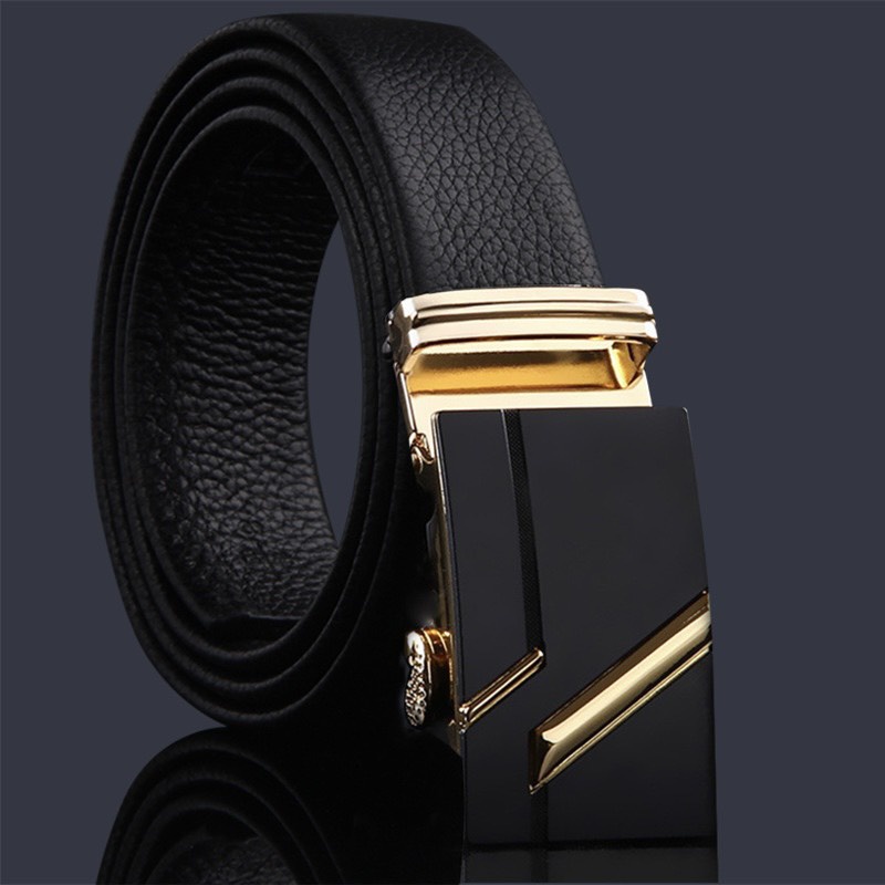 Thắt Lưng Da Bò Nam Cao Cấp Khóa Tự Động Mặt Phối Kẻ Chéo Kiểu Dáng Sang Trọng Lịch Lãm Bền Đẹp
