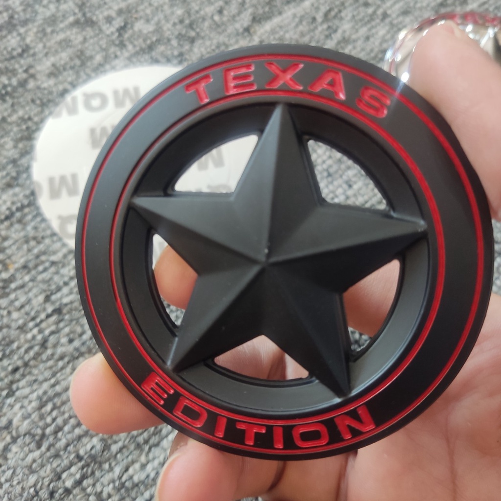 Logo dán xe ngôi sao Texsas Edition 3D hợp kim tròn 7.6cm