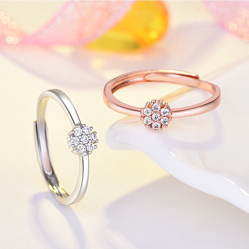 Nhẫn Hở Mạ Vàng Hồng 18K Đính Đá Zircon Có Thể Điều Chỉnh
