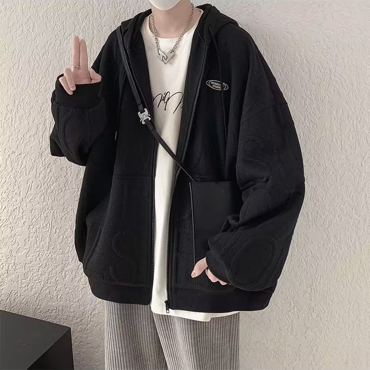 Áo Khoác hoodie Tay Dài Có Khóa Kéo Đơn Giản Thời Trang unisex Phong Cách Hàn Quốc