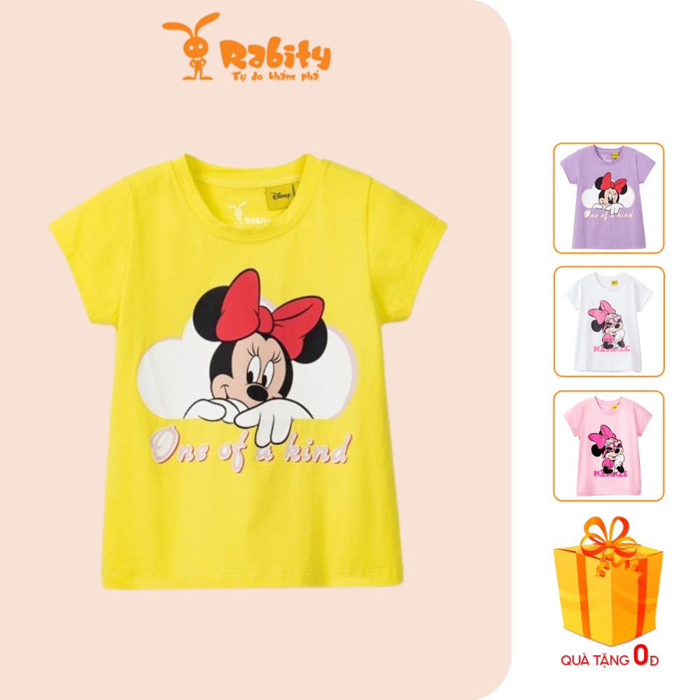 Áo thun hình chuột Minnie ngắn tay áo phông cho bé gái Rabity 95% cotton 5594