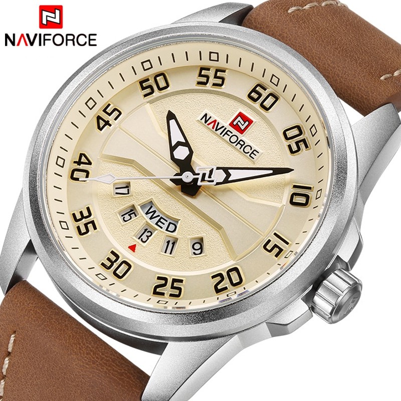 Đồng hồ NAVIFORCE NF9124 máy quartz chống thấm nước phong cách quân đội hỗ trợ xem ngày sang trọng