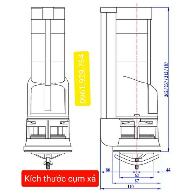 VAN XẢ BỒN CẦU LIỀN KHỐI (1 KHỐI) 2 NÚT NHẤN FV05