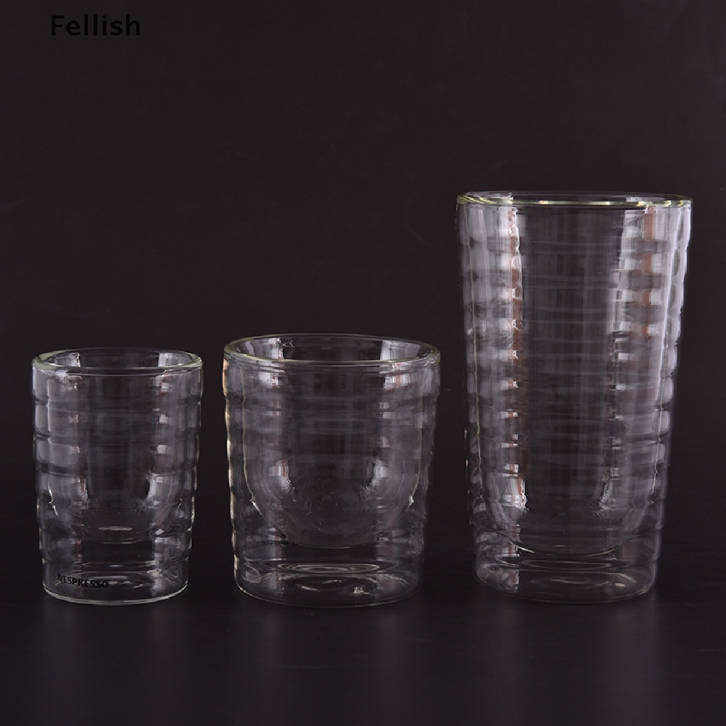 [Fellish] hand blown Double Wall Glass cup Nespresso coffee mug and cups thermal glass 436VN