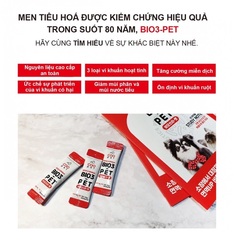 Men vi sinh hỗ trợ tiêu hoá cho chó mèo BIO3 PET 2g