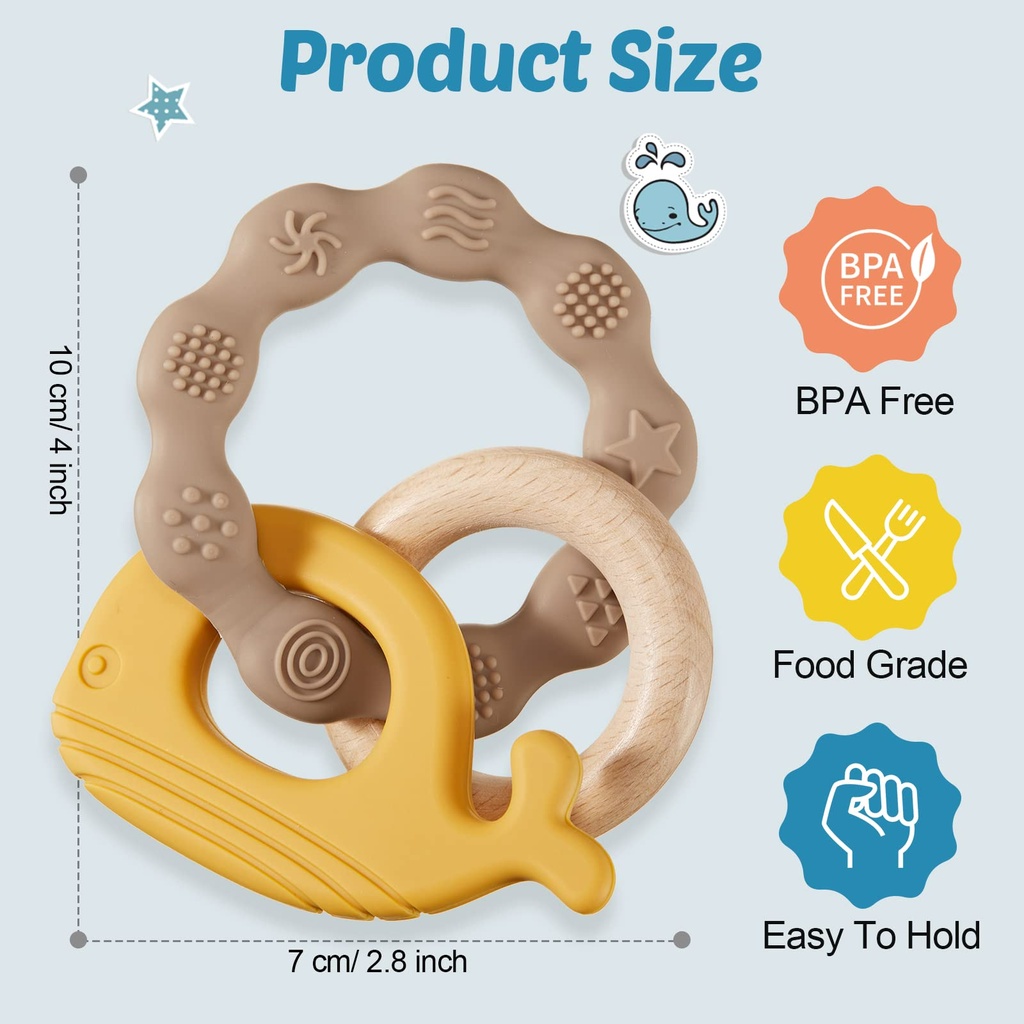 Set 3 Vòng Tay Đồ Chơi Ngậm Mọc Răng Bằng Silicone Dành Cho Trẻ Sơ Sinh