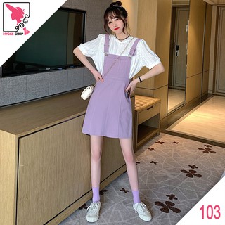 Váy yếm size M, L 2 màu tím, kem