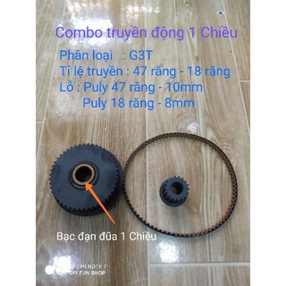 Combo truyền động 1 Chiều bạc đạn đũa Japan G3T tỉ lệ truyền 47 - 18 răng